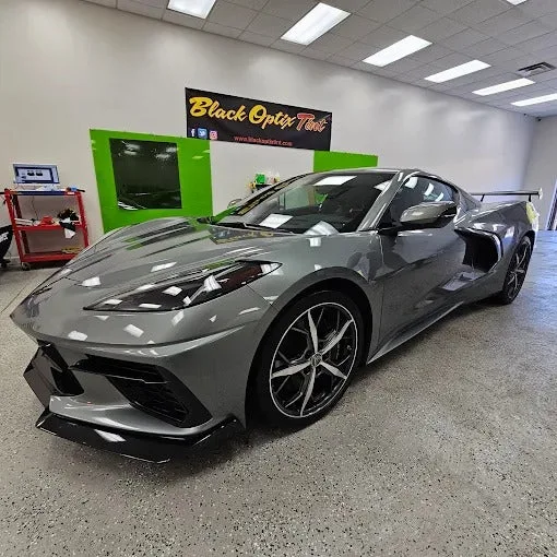 Corvette C8 in the Black Optix Tint Atlanta install bay